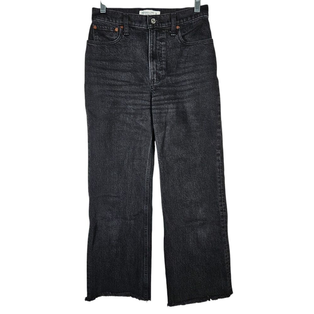 Abercrombie & Fitch Jeans Womens 28x25 The 90s Relaxed High Rise Black Dark Fray